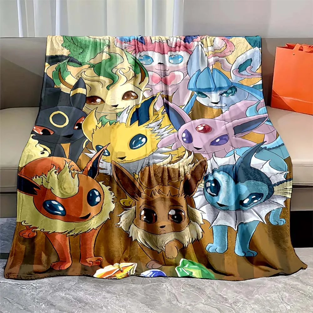 Pokemon Blanket Large Size Pokemon Flannel Blanket Anime Eevee Printed Home Sofa Lunch Break Blankets