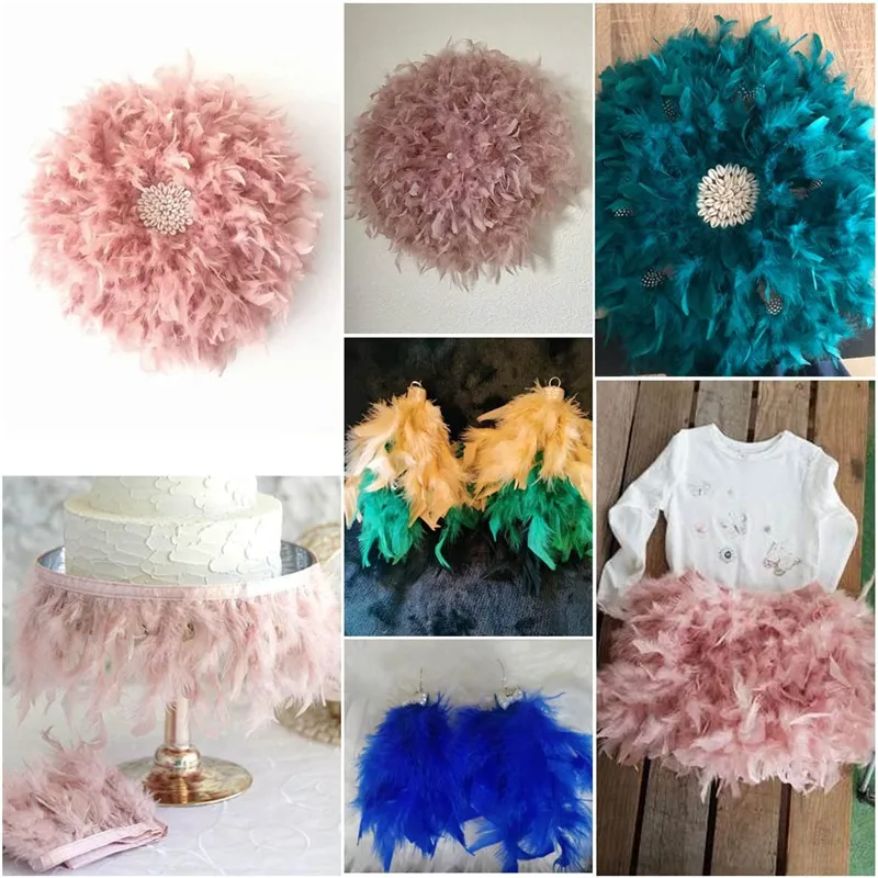 1Yards Turkey Feathers Trims For Needlework Crafts Material Carnival Decoration DIY Wedding Party Dresses Supplies