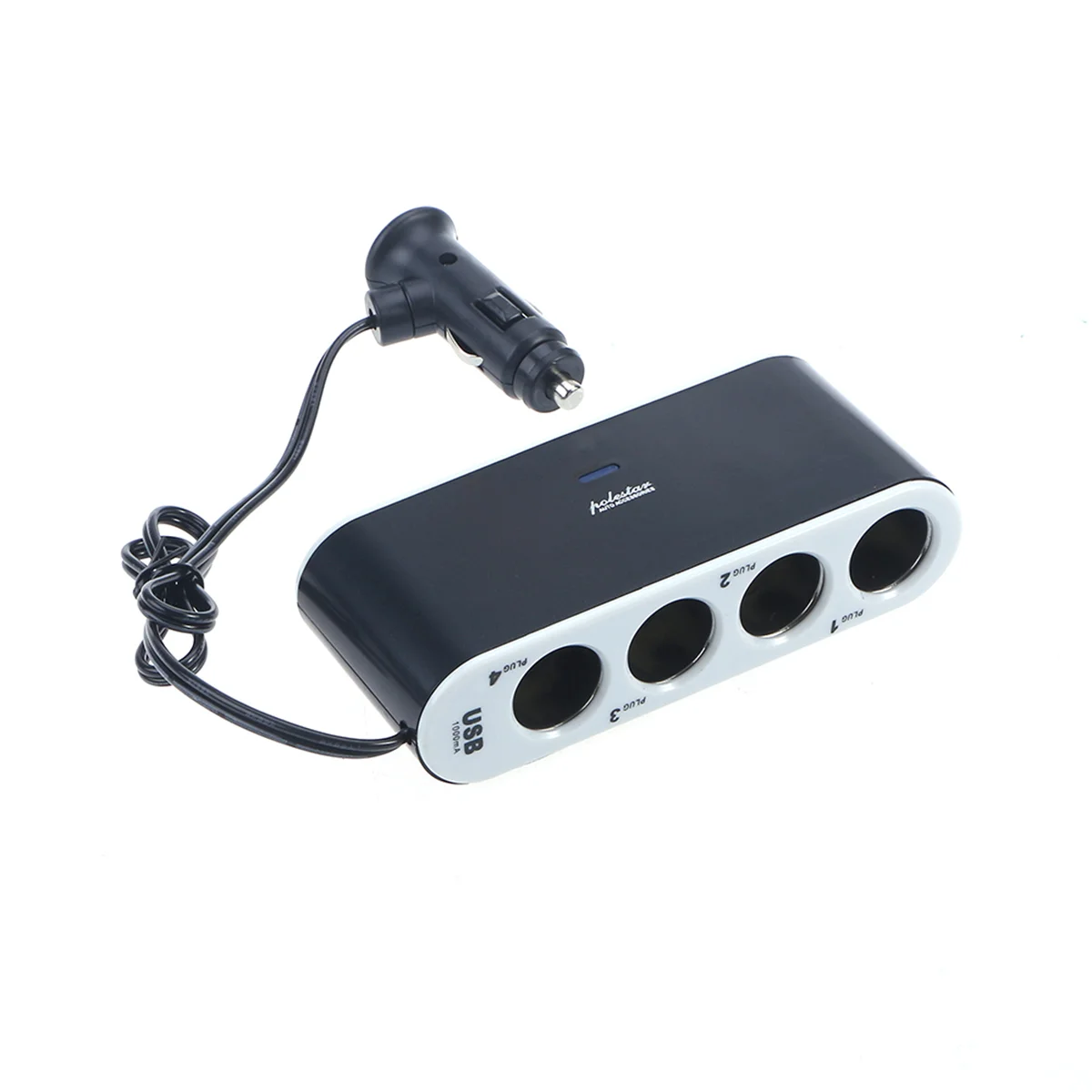 차량용 담배 라이터 소켓 분배기 어댑터, 휴대용 4 방향 DC, USB 포트, LED 조명 포함