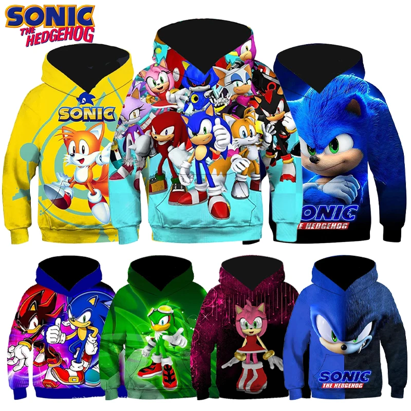 Kids Boys Girls Super Sonic Moletom Cartoon Boys Girls Autumn