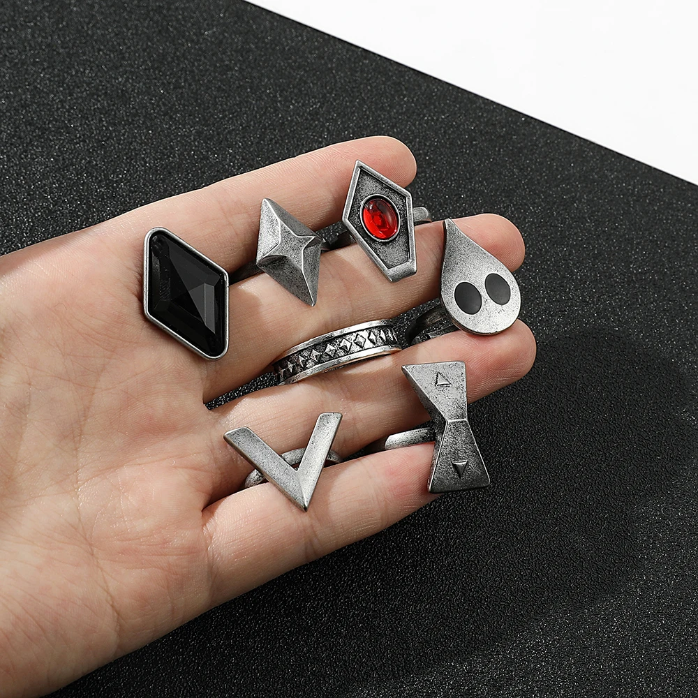 7pcs Game Genshin Impact Hu Tao Ring Cosplay Accessories Rings Set Props  Project Characters Anime Metal Ring Gift For Unisex