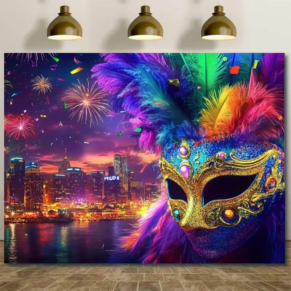 Karneval Party Maske Thema Foto Hintergrund Banner Bolivien Brasilien Karneval Feder Tanz Papagei Hintergrund Festival Supplie KidGift – Detail 3