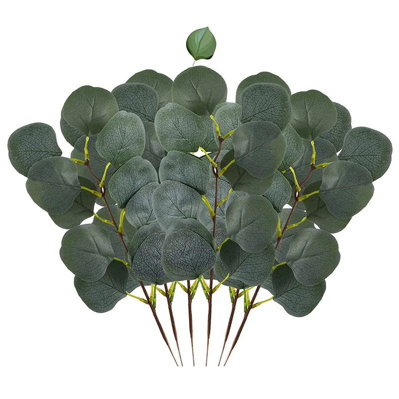 10 Pcs Fall Fake Eucalyptus Leaves Stems Artificial Oval Eucalyptus Leaves Branches Fall Fake