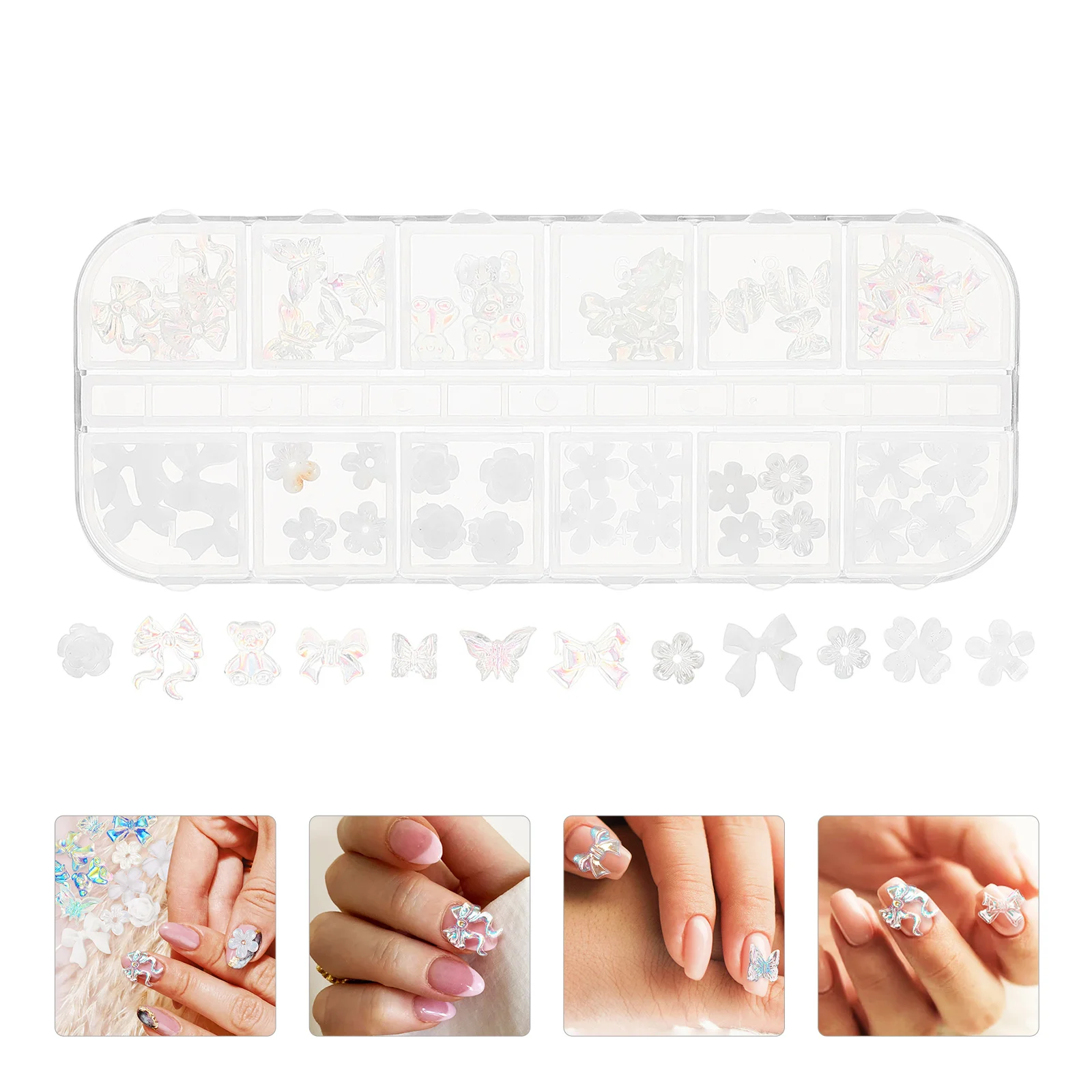 

Nail Art Accessories Fingernail DIY Decor Patch Bow Flower Charms Studs Tree Manicure Decorations Decors