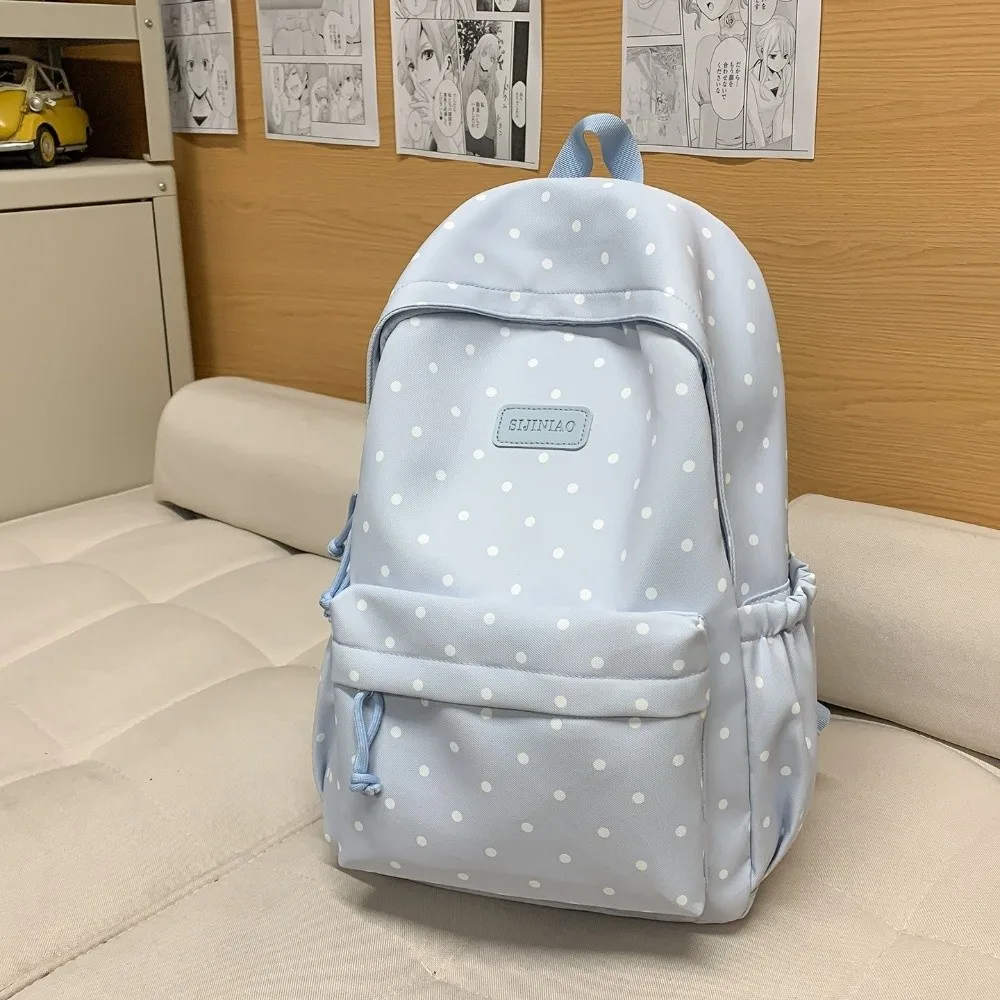 Zaino a Pois con Doppia Tracolla per Uso Quotidiano, Grande Capacità, Carino Zaino da Viaggio Leggero e Resistente, Borsa per Scuola e Ufficio - immagine 3