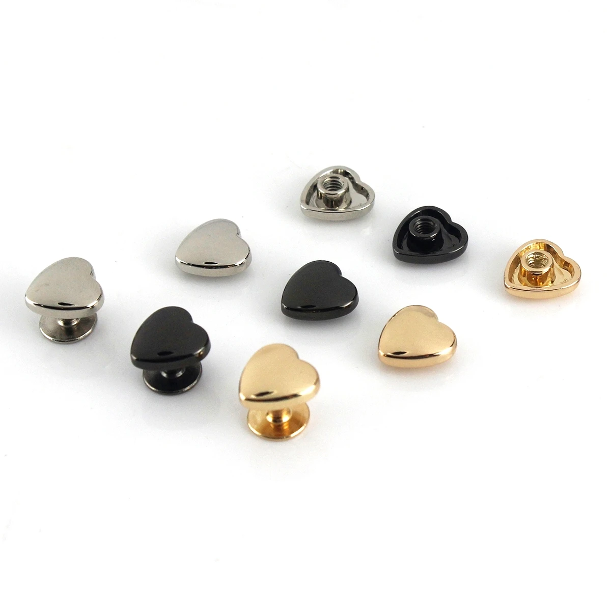 Heart Shape Metal Rivets 10pcs 10mm for Leather Studs Nail Garment Craft
