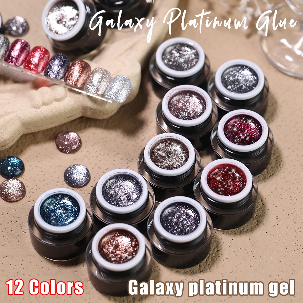 

Vendeeni 12 Colors Glitter Platinum Gel Nail Polish Drawing Painting Line Gel Varnish Metal Shiny Galaxy UV Soak Off Gel Lacquer