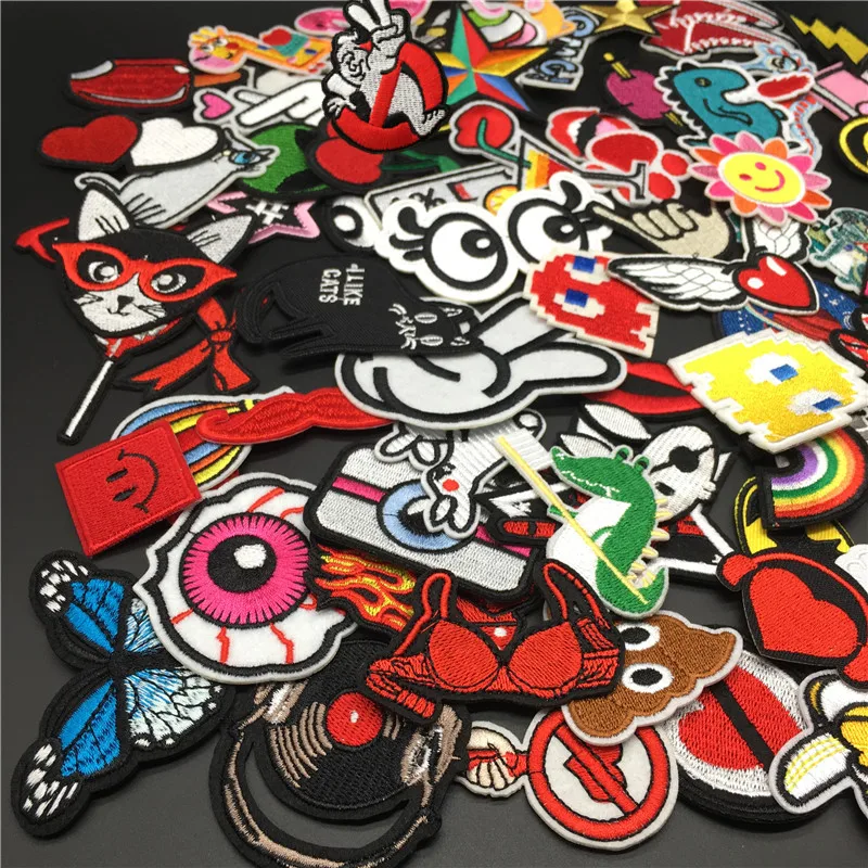 50Pcs/Lot Mixed random Sew-On Patches For Clothing Embroidery Patch Summer  Fabric Badge Stickers DIY Appliques - AliExpress