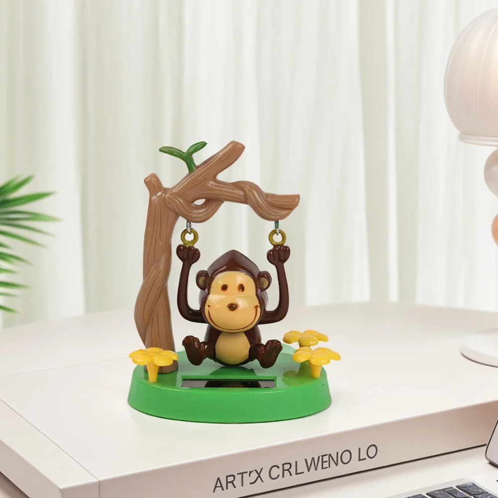 Solar Dancing Monkey Toy Animated Bobble Monkey Dancer Cartoon Animal Desktop Ornaments for Car Interior Decoration
