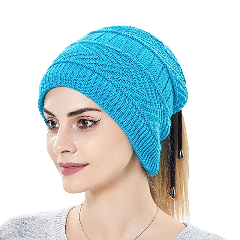 2022 Winter Ponytail Beanie Hat High Messy Bun Beanie With Ponytail