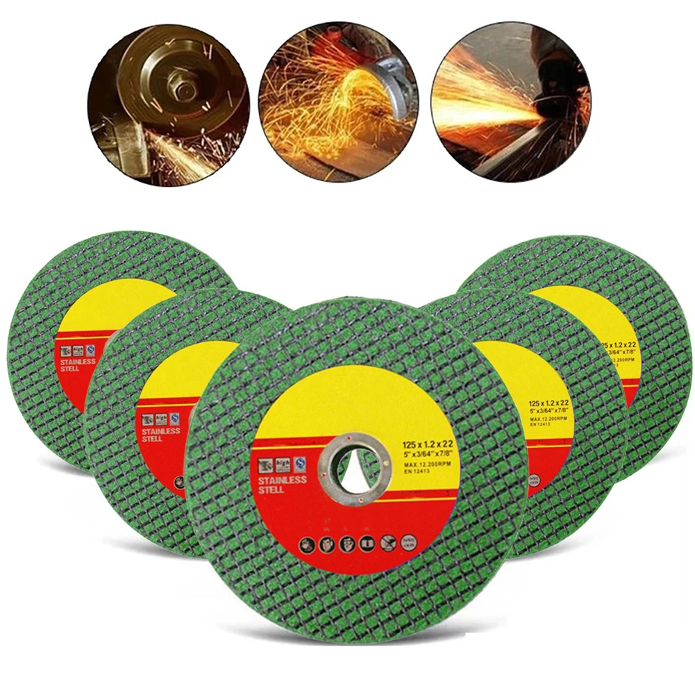 5pcs 125mm Metal Cutting Disc Angle Grinder Stainless Steel Grinding Resin Double Mesh Diamond Grinding Wheel Polishing Tools