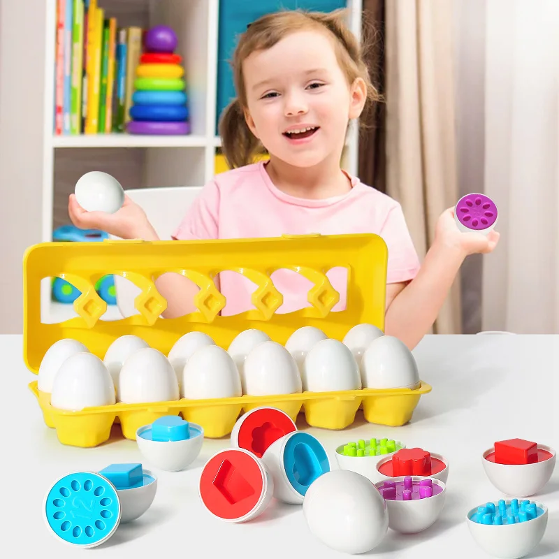 Baby Learning Educational Smart Montessori Egg Toy Puzzle Game Shape Matching Sorters Boy Girl Train Toy Kid Children 2 3 4 Year