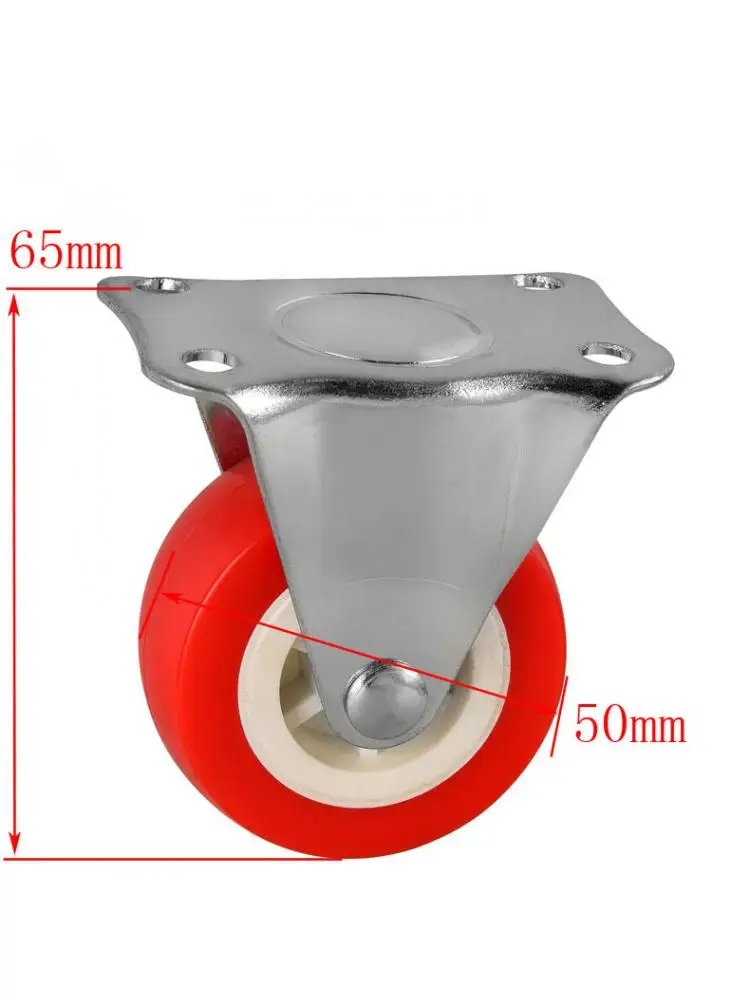 4 Pcs/Lot Casters 2 Inch Red Directional Wheel Light Pvc Plastic Fixed Height: 65mm Silent Furniture
