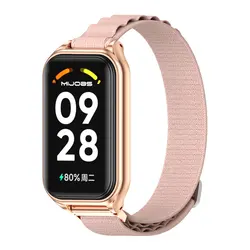 Mi Band 8 Active Nylon Loop Watch Strap - Durable & Comfortable Replacement Wristband for Mi Band 8 Active (Pink 1)