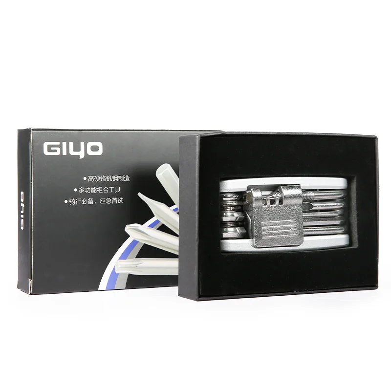 Giyo 12-in-1-Fahrrad-Reparatur-Werkzeug-Set, tragbar, MTB, Fahrrad, Mini, Radfahren, Multitool, Sechskant-Speichenschraubendreher, Reifenheber, Inbusschlüssel – Detail 12