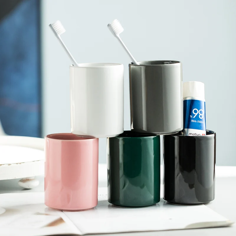 Ceramic Bathroom Toothbrush Cup Brushing Mug Mouthwash Cup Household Hotel Creative Mouthwash Gargle Bathroom Accessories