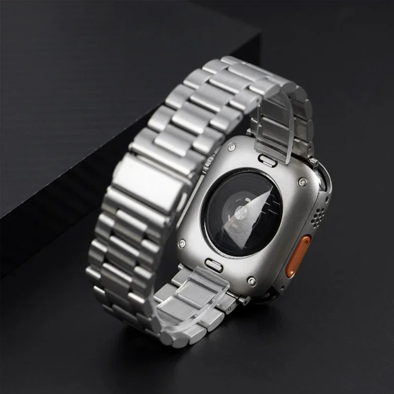 Sleek Stainless Steel Watch Band with Protective Ultra Bumper Cover