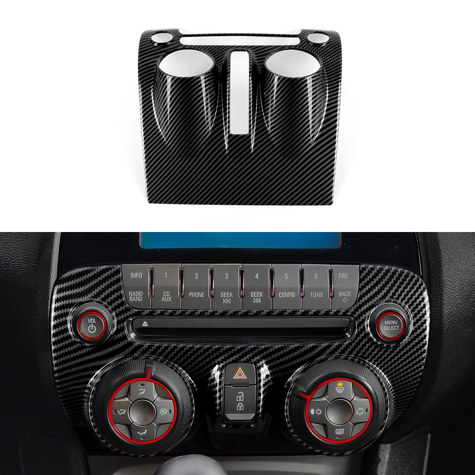 ABS 트림 자동차 센터 콘솔 기어 시프트 패널 커버 카본 파이버 인테리어 스티커 쉐보레 카마로 ZL1 2010-2015 액세서리