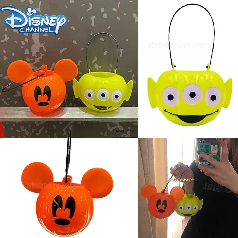 Disney Mickey Jack-o-lantern Storage Bucket New Cute Cartoon Fashion Kids Candy Cookie Snack Bucket Storage Birthday Gift