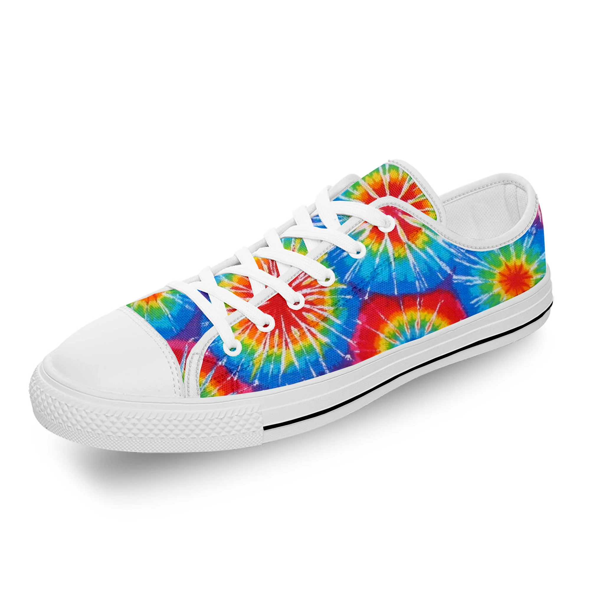 cherry pattern cartoon cute funny white cloth fashion 3d print low top canvas shoes men women lightweight breathable sneakers Cartoon Tie Dye Pattern Aesthetic White Cloth Fashion 3D Print Low Top Canvas Shoes Men Women Lightweight Breathable Sneakers