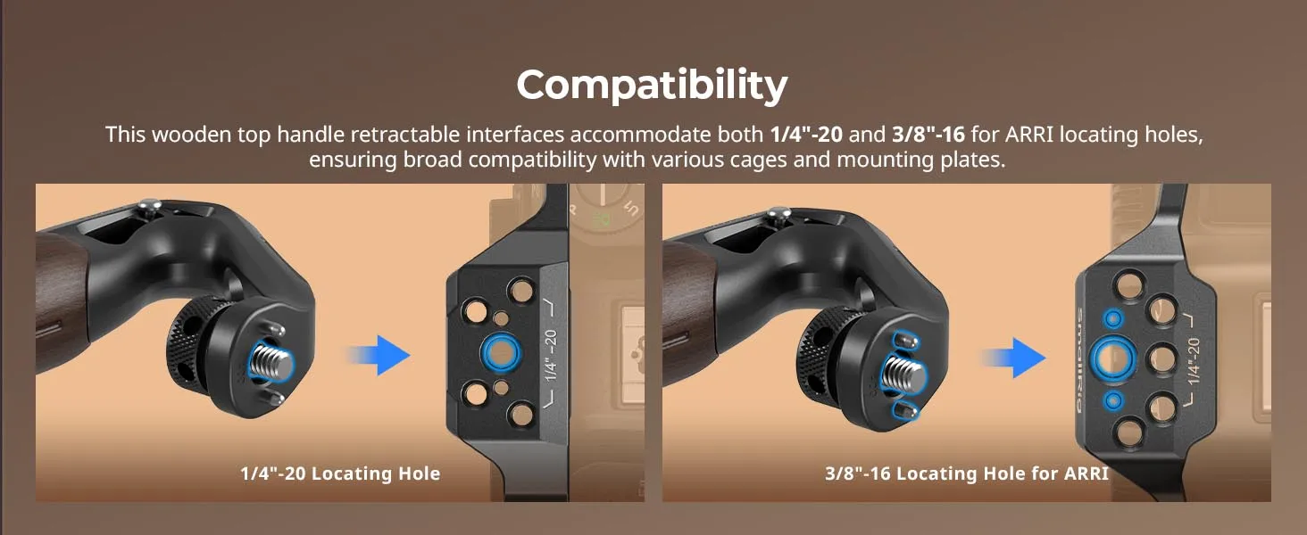 Top Handle with (1/4" & 3/8") Two-in-One Locating Screw Ergonomic Handgrip for S