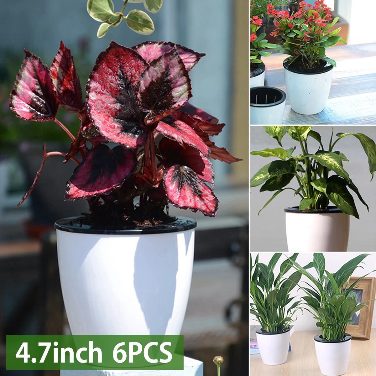 FORAGIFT Vasi per piante autoirriganti da interni, 25/23/20 cm, confezione da 3 grandi vasi in plastica con serbatoio profondo e fori di drenaggio elevati, per piante e fiori da interni ed esterni