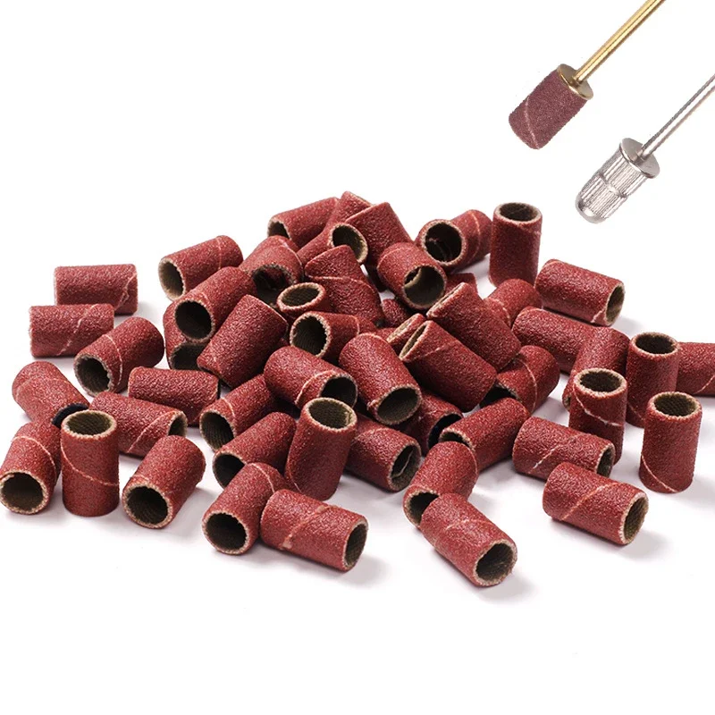 Nail Drill Kit Nail Drill Bits 50Pcs 80 & 120 & 180 240 Grit Cutter Zebra Sanding Cap Bands