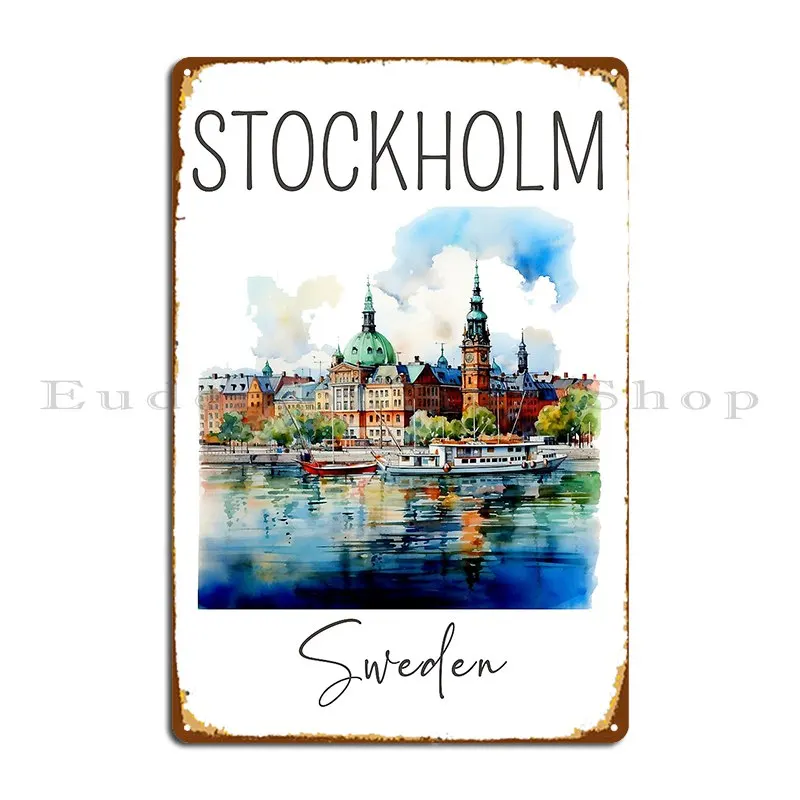 Акварельный дизайн Стокгольма, Швеция, металлический знак, таблички, кухня, клуб, настроить винтажный жестяной знак, плакат