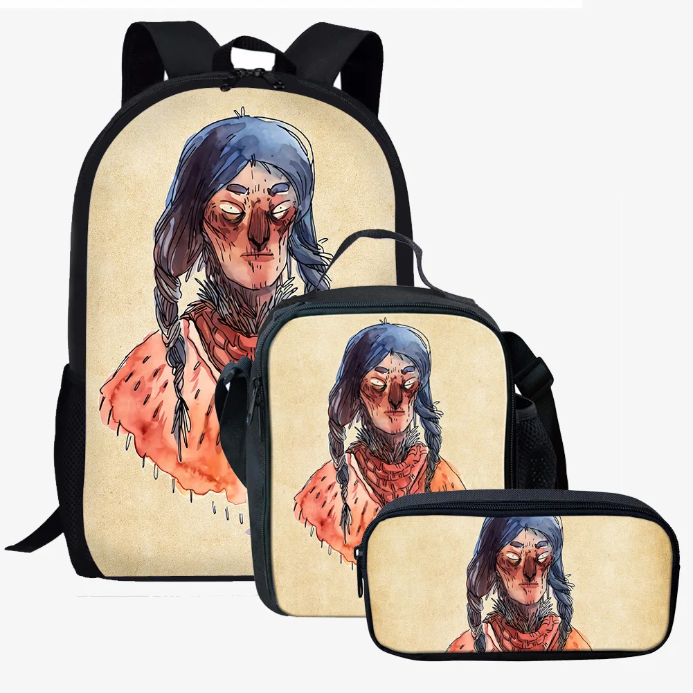 Popular Novelty Trendy Indian animal 3pcs/Set Backpack 3D Print Student Bookbag Travel Laptop Daypack Lunch Bags Pencil Case