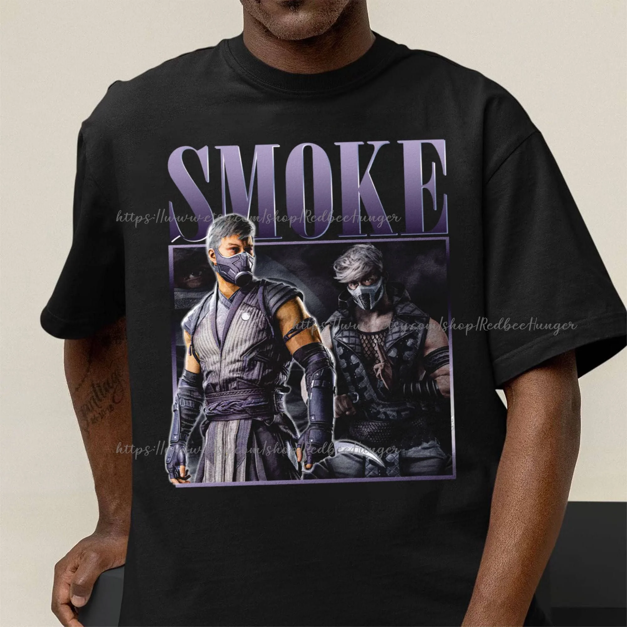 Smoke Mortal Kombat 1 Anni '90 T Shirt Bootleg Movie Fighting Games Vintage Y2K Sweat Master Of Stealth