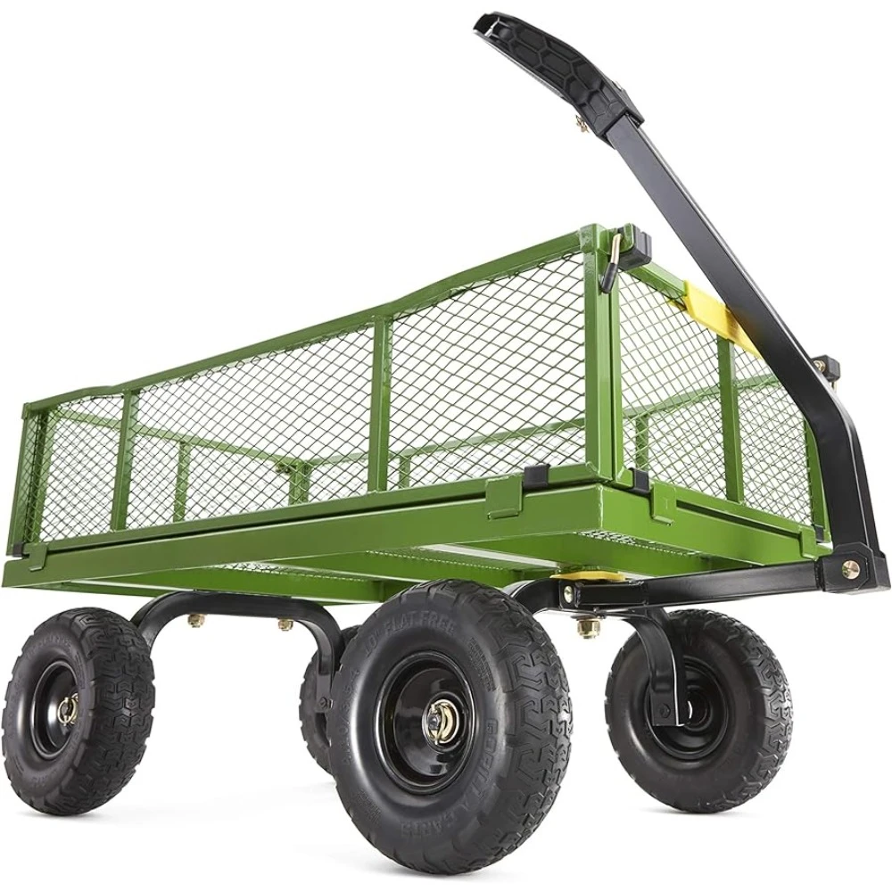 

Camping Wagon Green Camping Trolley Cart 4 Cu. Steel Utility Cart With No-Flat Tires Garden Supplies Home