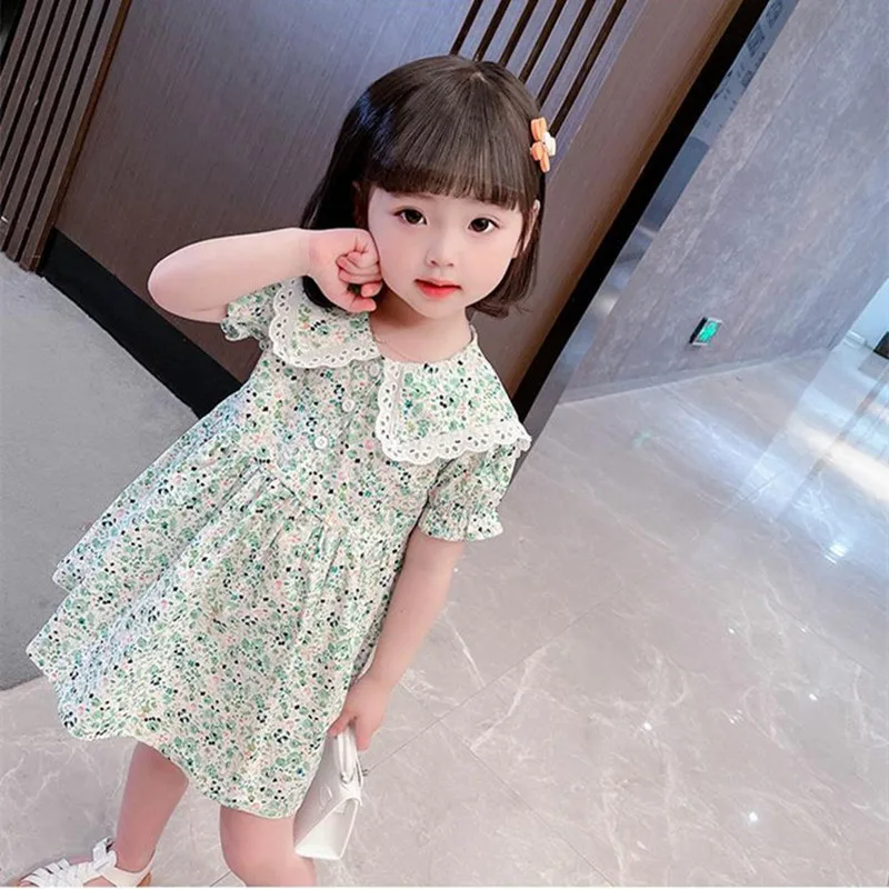 2024 New Fashion Summer 2 3 4 6 8 10 12 Years Children Short Sleeve Full  Print Floral Flower Cotton Dresses For Baby Kids Girls - AliExpress