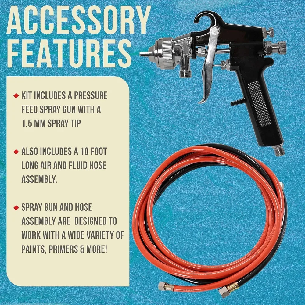 Pressure Tank Paint Spray Gun with 1.5 Mm Nozzle 2-1/2 Gal. Pressure Pot & Spray Gun with Hoses