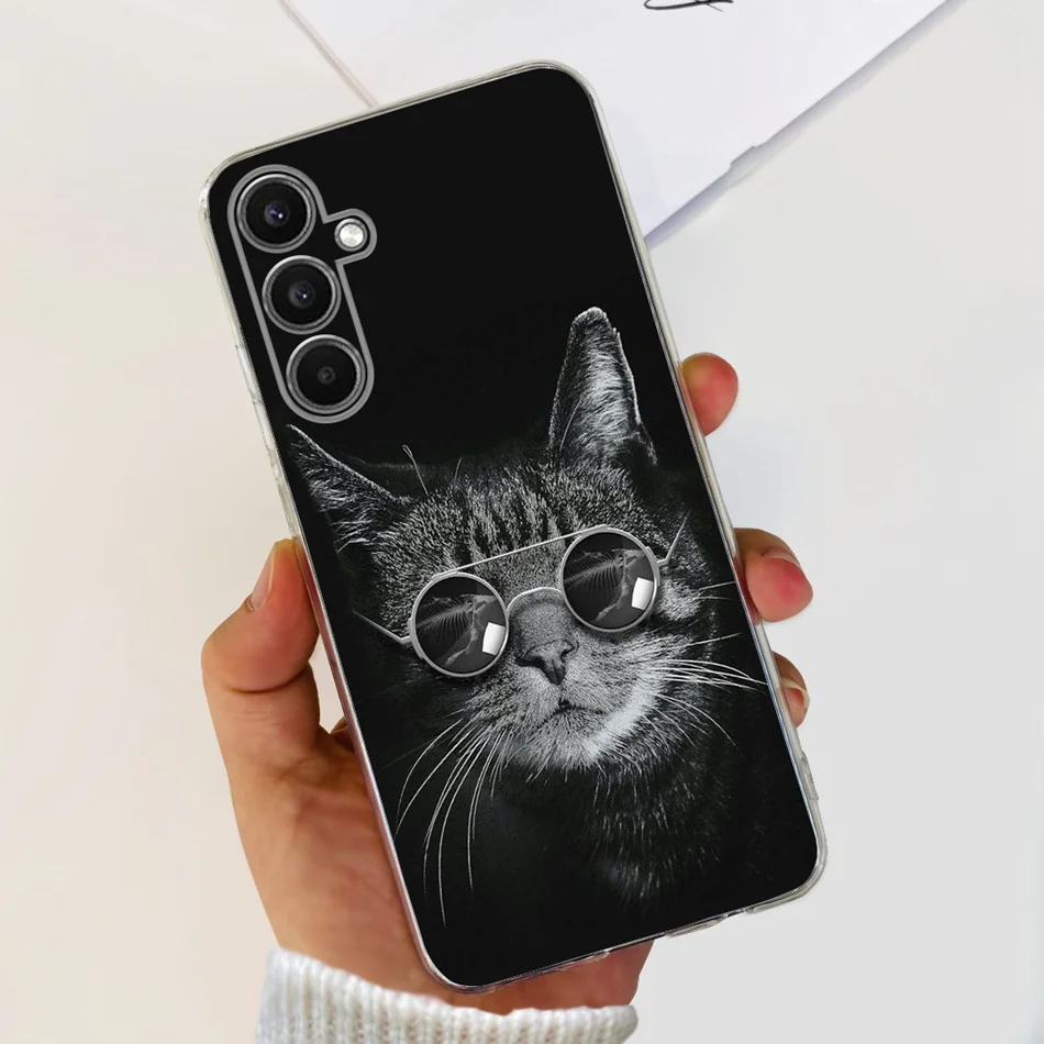Stylish Cat Painted Silicone TPU Phone Case