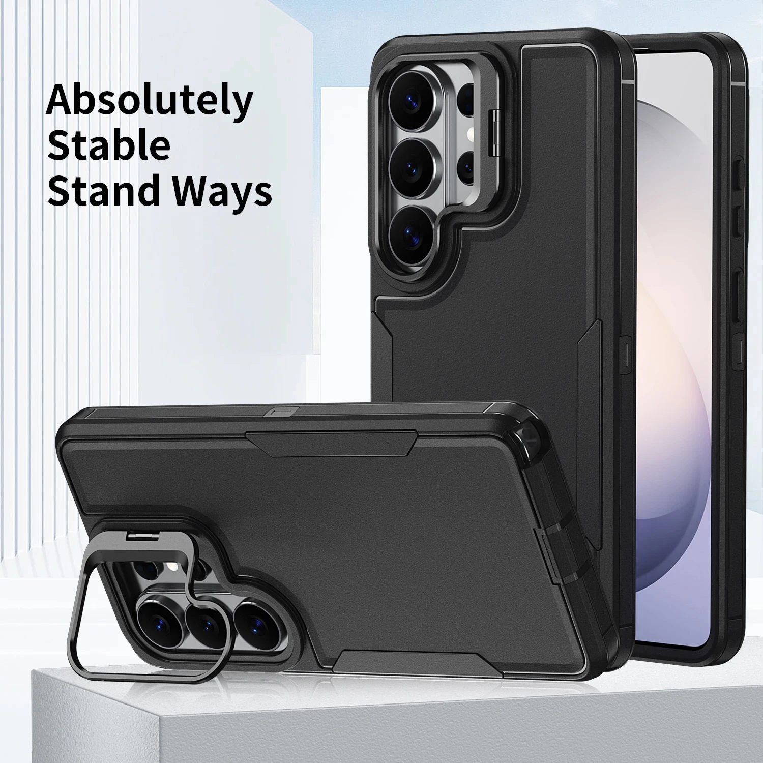 Shockproof Armor Defender Phone Case with Camera Holder and Heavy-Duty Protection