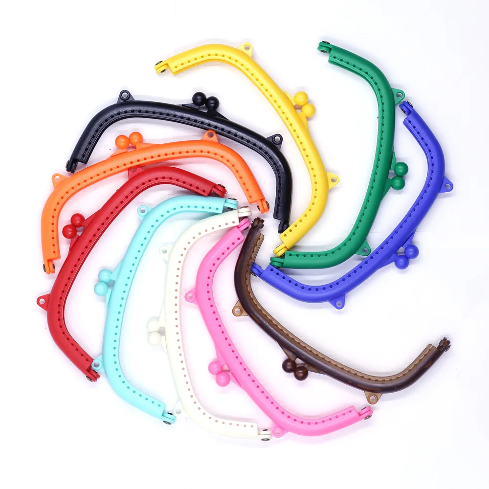 10Pcs Kiss Clasps Locks Clips Plastic Arch Frame Candy Colors Fashion Purse Coin Bag DIY Handbag Handle Findings 16cm