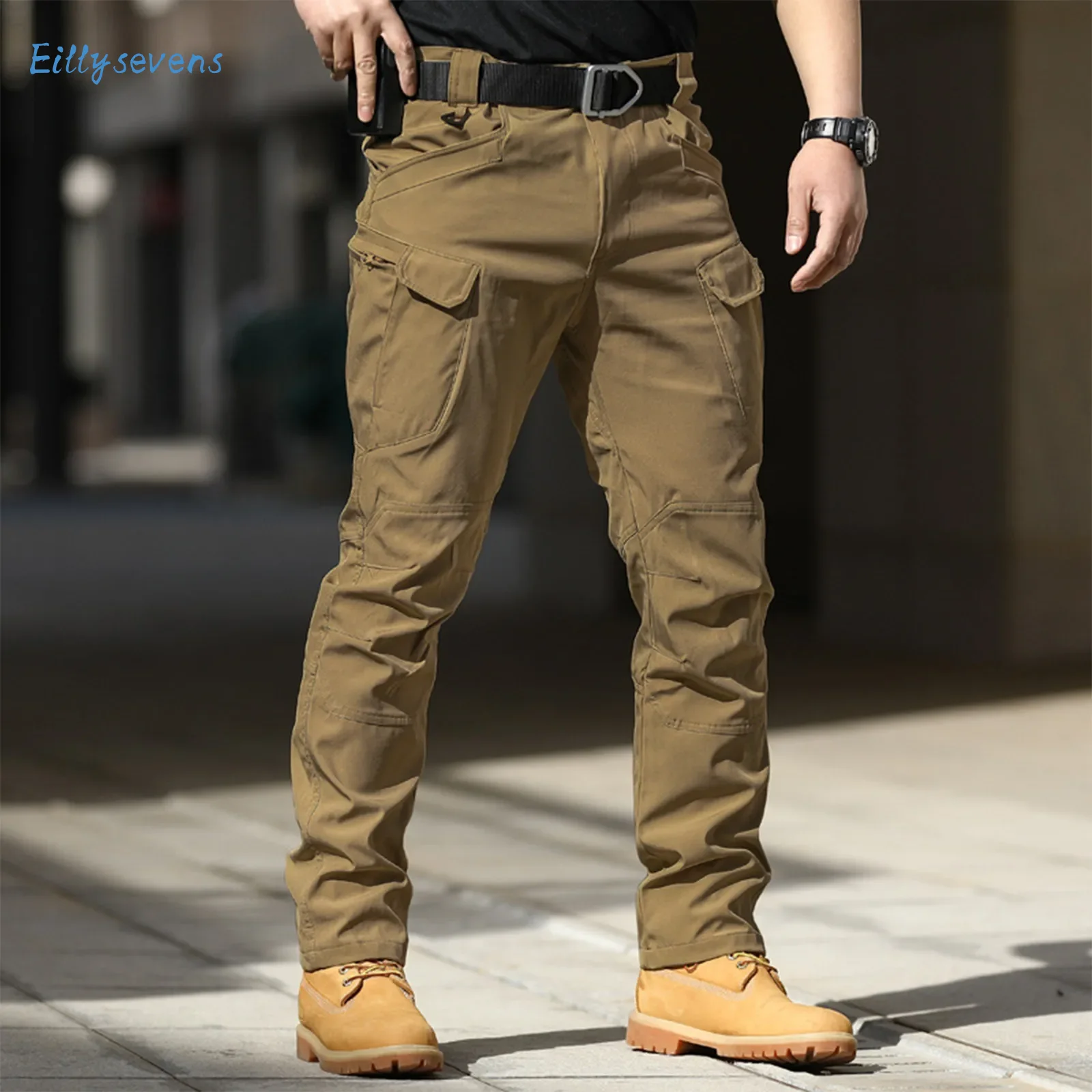 

Men'S Training Trousers Slim Outdoor Hiking Mountaineer Camping Fishing Overalls Straight Multiple Pockets Casual Cargo Pants