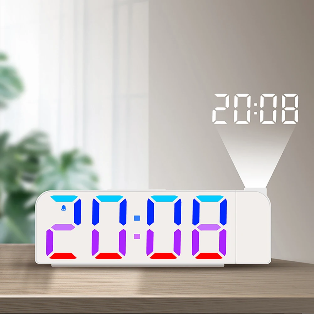 

Projection Digital Alarm Clock with 3-Level Adjustable Brightness Dimmer Led Display 7-color RGB Digital Clock for Home Decor
