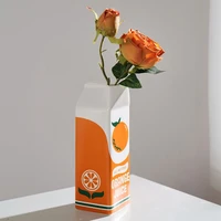 Hot Selling-Orange Juice Vase Vintage Juice Box Vase Cute Flower Vases Decor Cute  Vase Multipurpose Decorative,Orange Ju 1