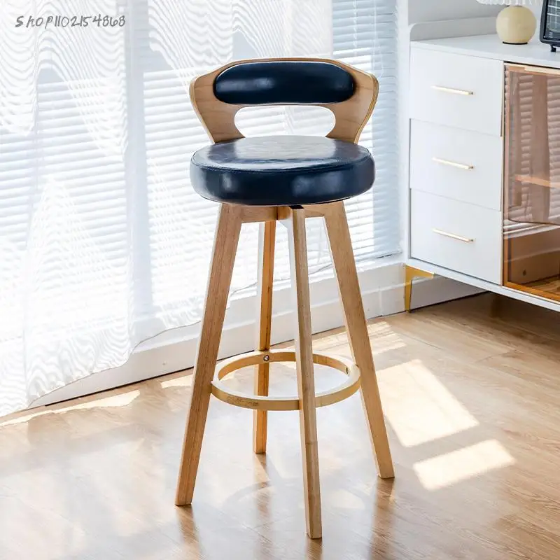 Nordic Light Luxury Solid Wood Bar Chair Bar Chair High Stool Home