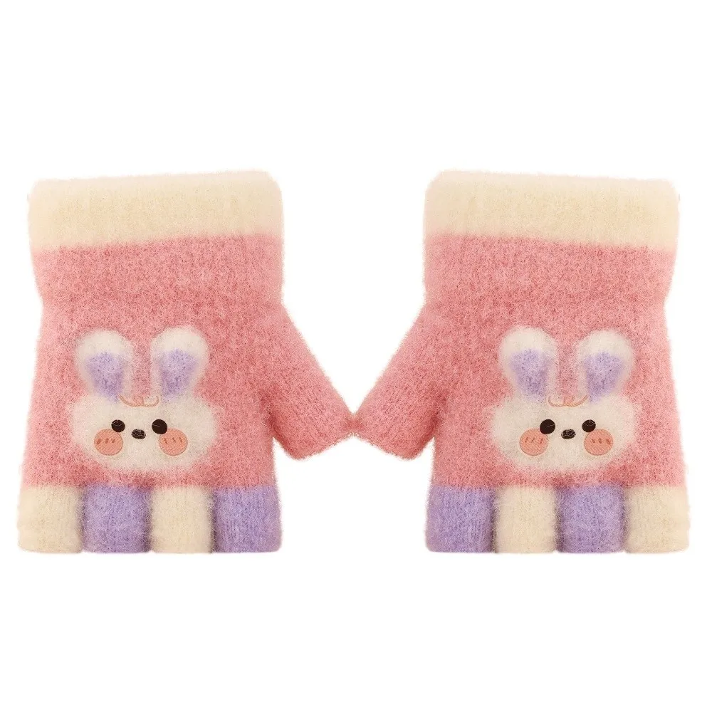 0-3 Years Old Cute Warm Winter Gloves Windproof Coldproof Children Mittens Soft Candy Color Knitted Gloves Outdoor