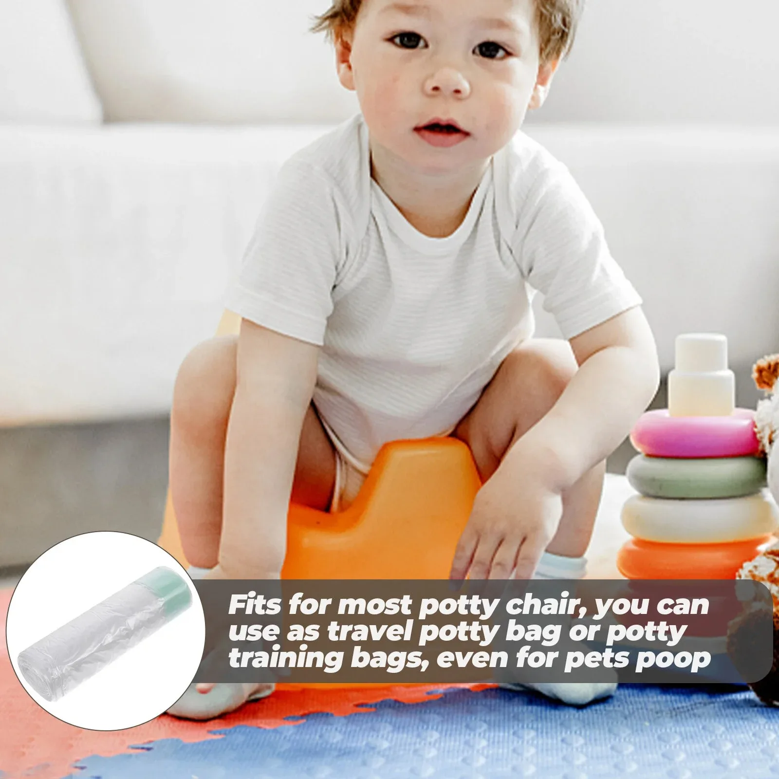 100 Pcs Drawstring Baby Potty Waste Bags Portable Toilet Liners