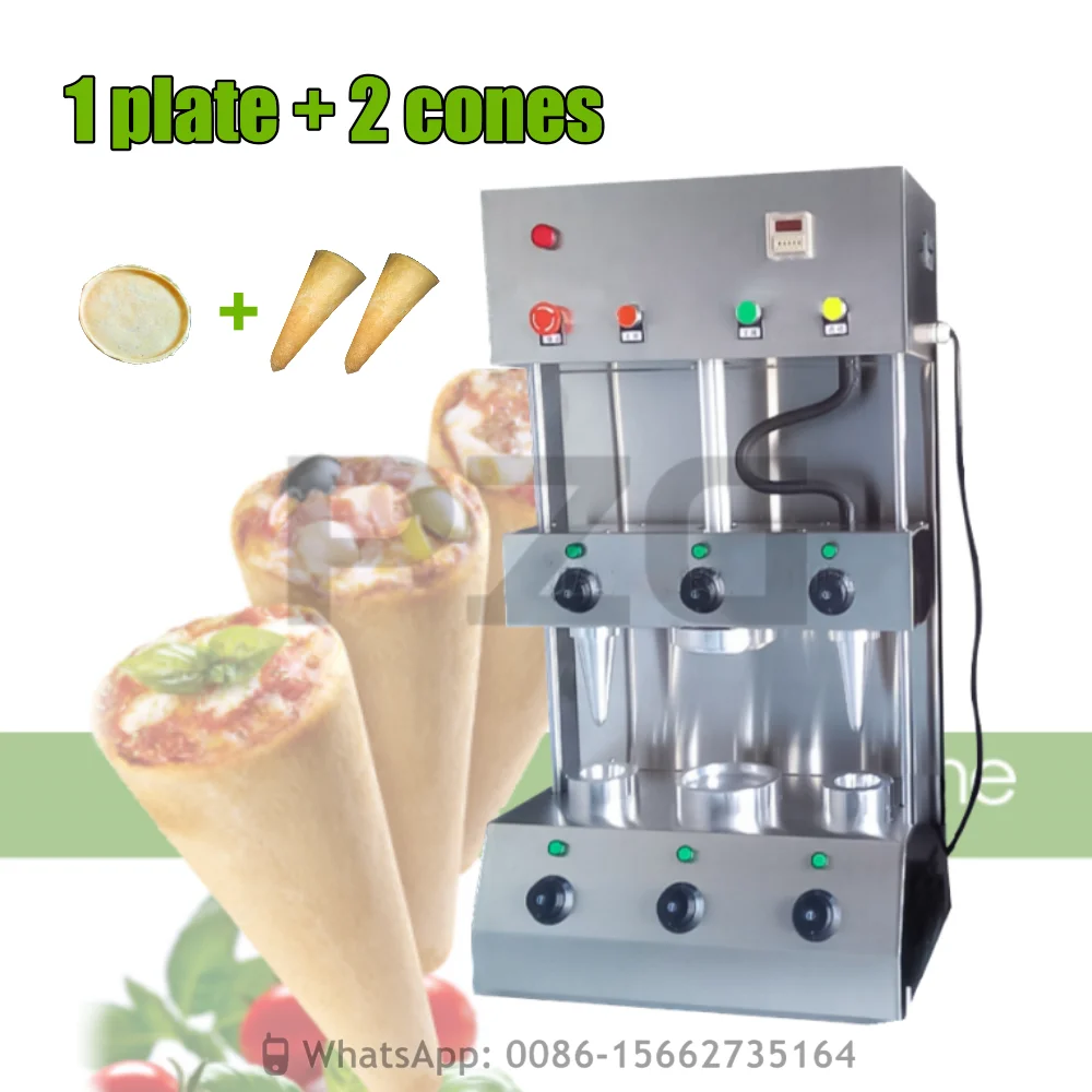 Description Picture 3 of item1 Plate 2 Cones Commercial Philippine Snack Sweet Automatic Frozen Pizza Oven Making Machine To Make Pizza Cone