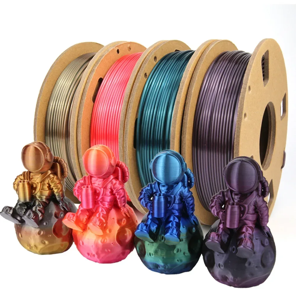 Rainbow Silk PLA 3D Printer Filament, Dual/Triple Gradient, 1.75mm, 250/200g