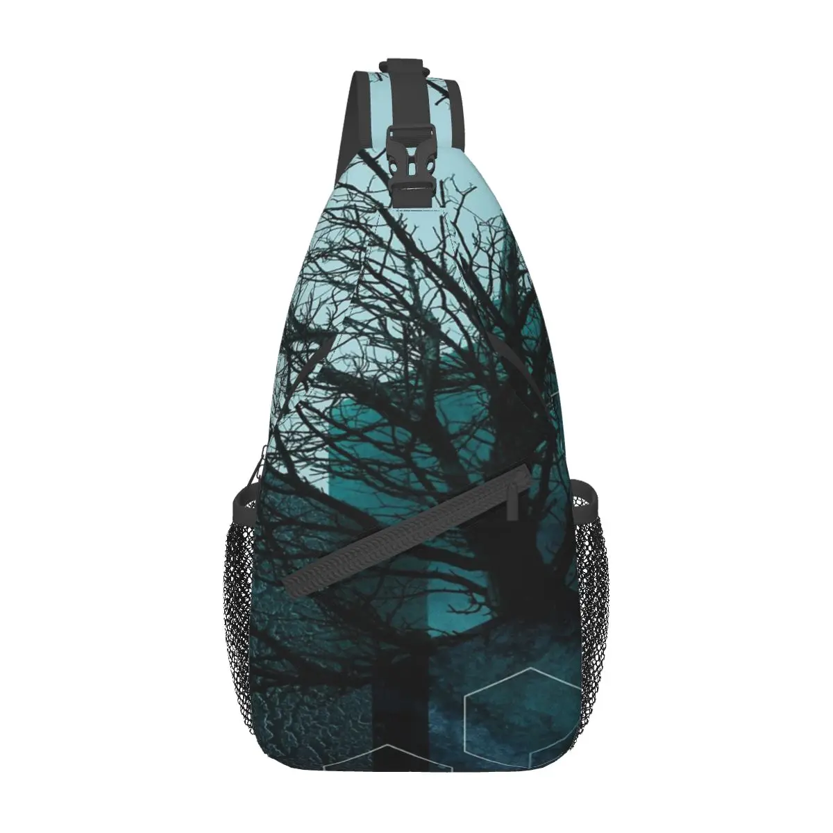 

Teal Tree Geometric Chest Bag Trendy Polyester fabric Out Nice gift Customizable