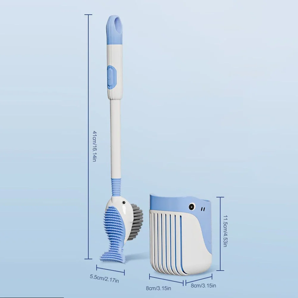 Suction Cup Toilet Brush Refillable Handle Dispenser Cartoon Animal Toilet Brush Long Handle Toilet Brush Bathroom Cleaning Tool