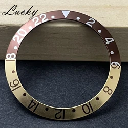 Retro Aluminum Sloping Bezel GMT & Diving Watch Insert, 38mm x 30.6mm, for 40mm Watch Face Replacement (Top 4.Brown Gold)