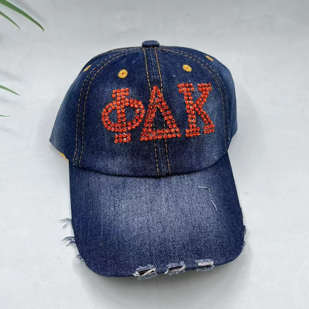 그리스 문자 모두 빨간색 라인스톤 Phi Delta Kappa 야구 모자