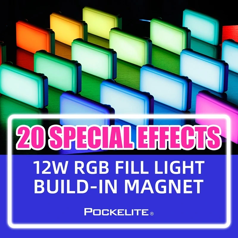 Falcon Eyes F7 미니 포켓 RGB LED 조명, 비디오, 스튜디오, 유튜브, 브이로그 사진 조명, 필 램프, 휴대용 카메라, 12W