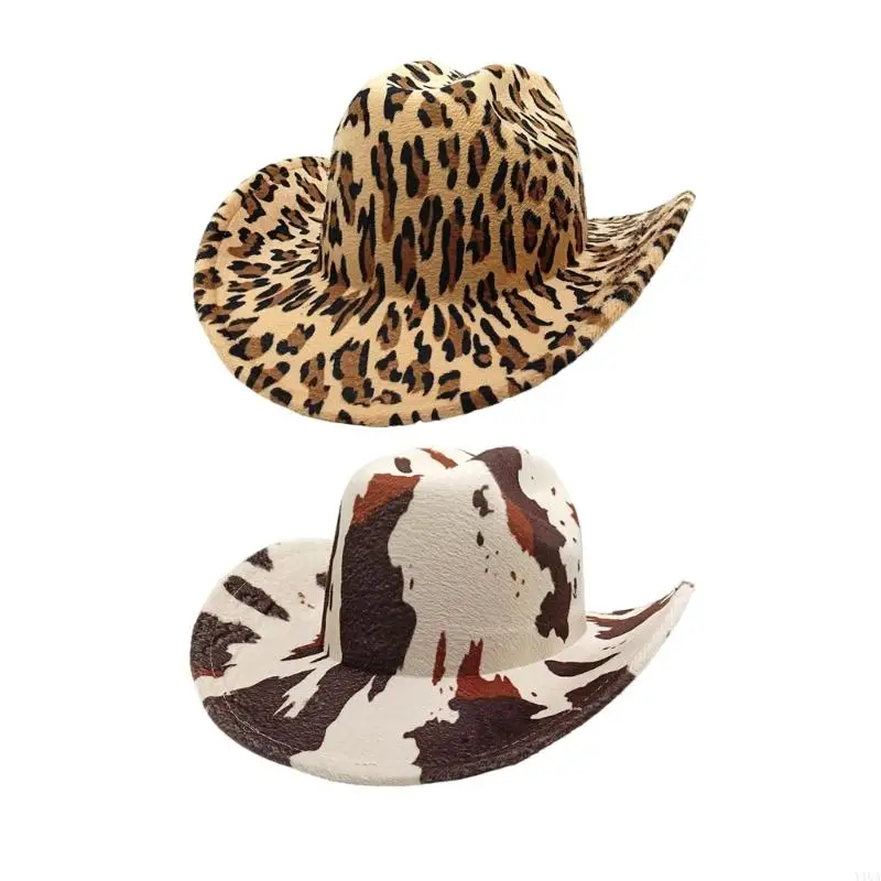 Breathable Western Cowgirls Hat Leopard Pattern Hat Outdoor Casual Wear